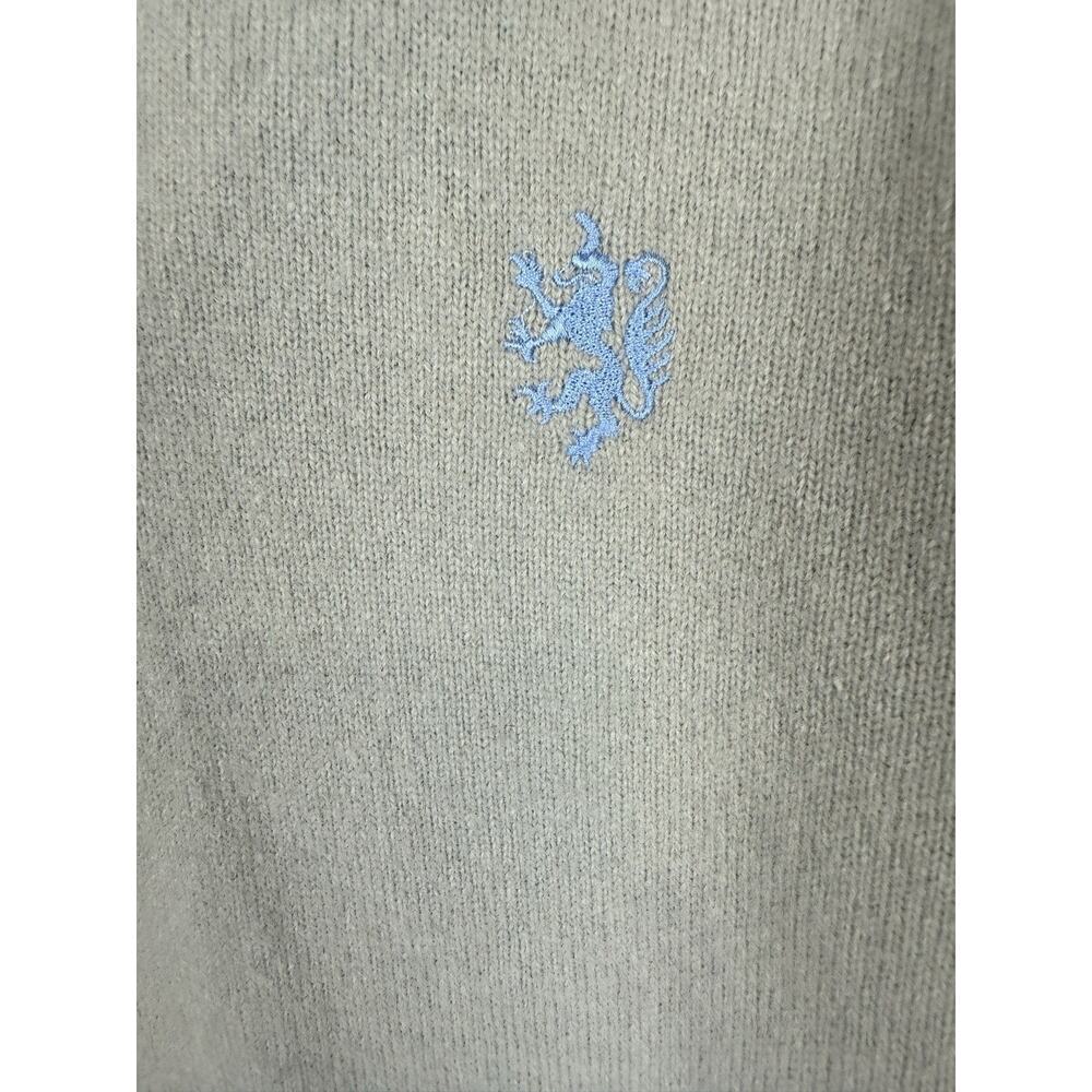 Camela Women’s V-Neck Sweater, Gray-Green, Embroidered Logo, Size 42/L Lambswool - Picture 3 of 10